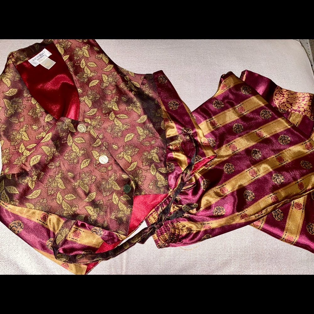 Vintage Victoria Secret Vest & Pant Pajama Set size med